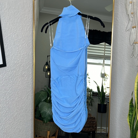 HOUSE OF CB 'Anura' Soft Blue Knit Halter Dress NWOT - Picture 8 of 10